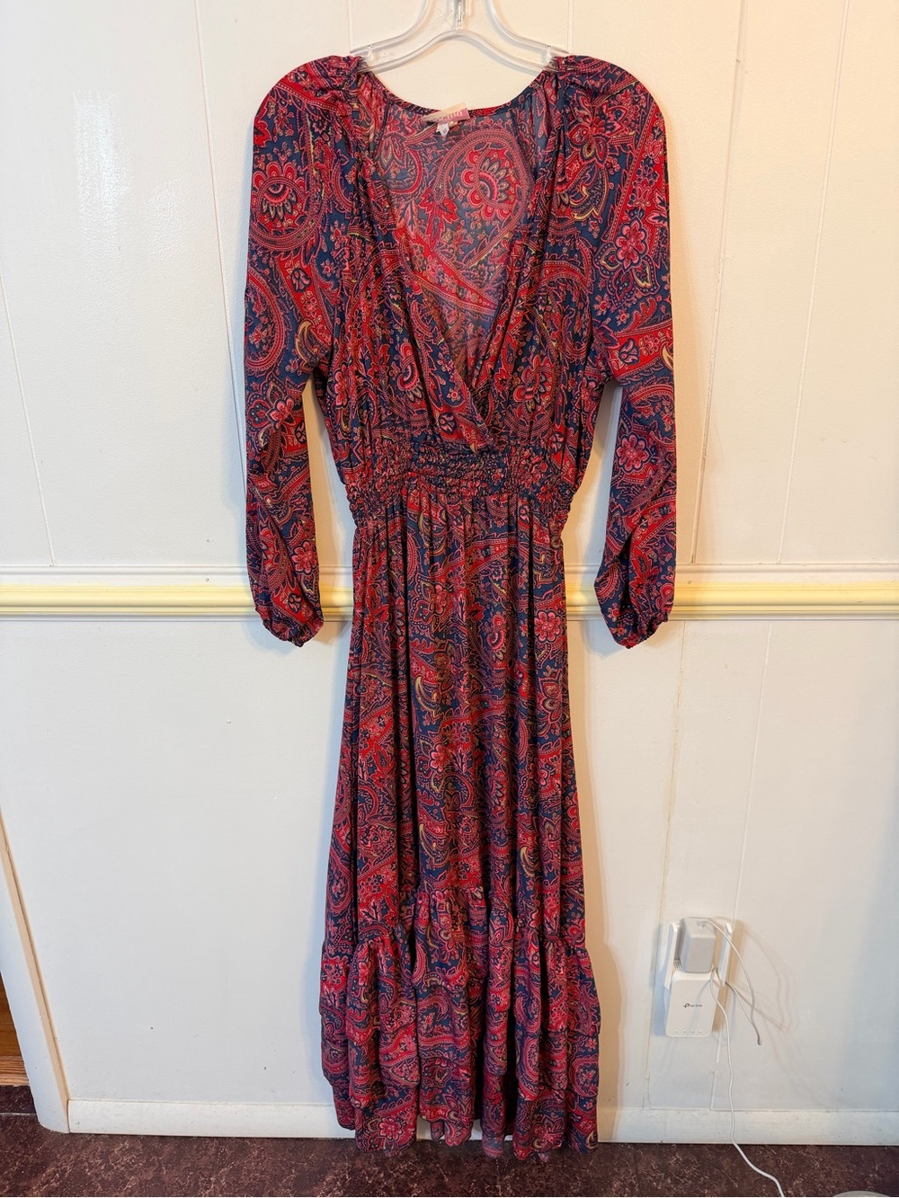 Boemo Paisley Maxi Dress in Red Multi - Size M